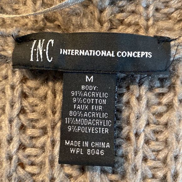 INC Fur trimmed Big & Cozy Cardigan Sweater Size Medium - Picture 7 of 7